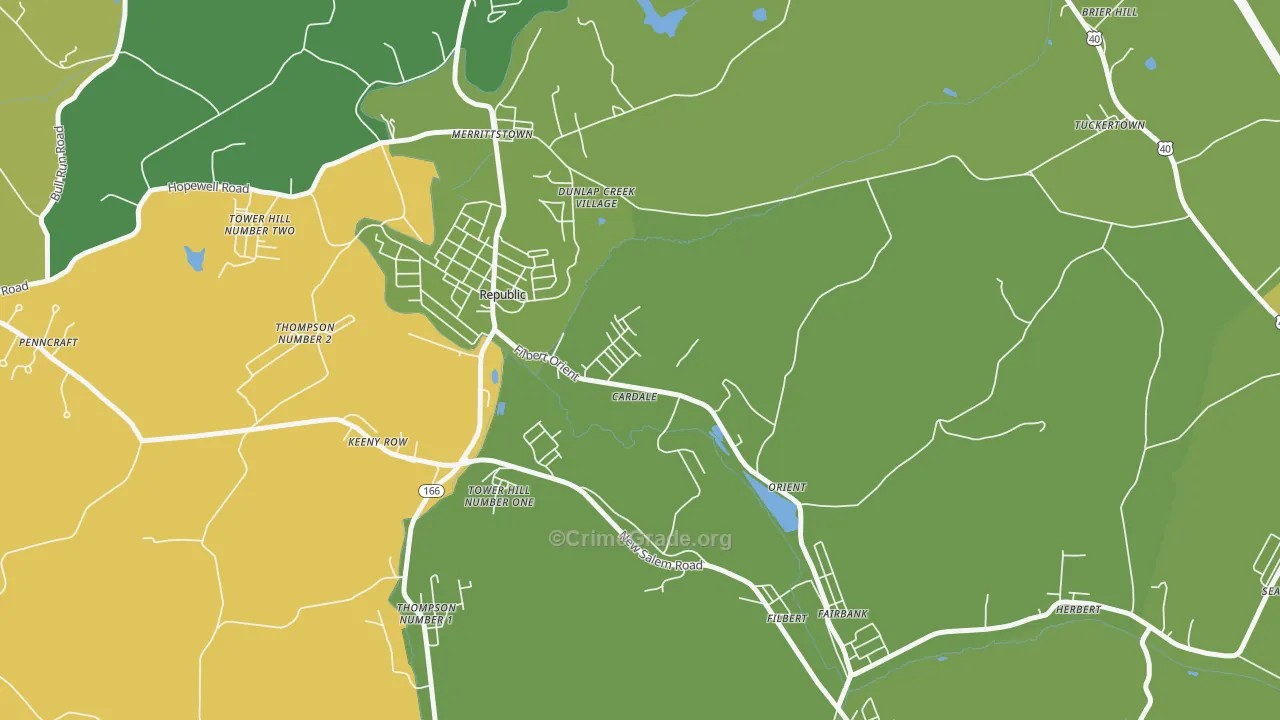 Cardale, PA Map of Drug-Related Crime Rates
