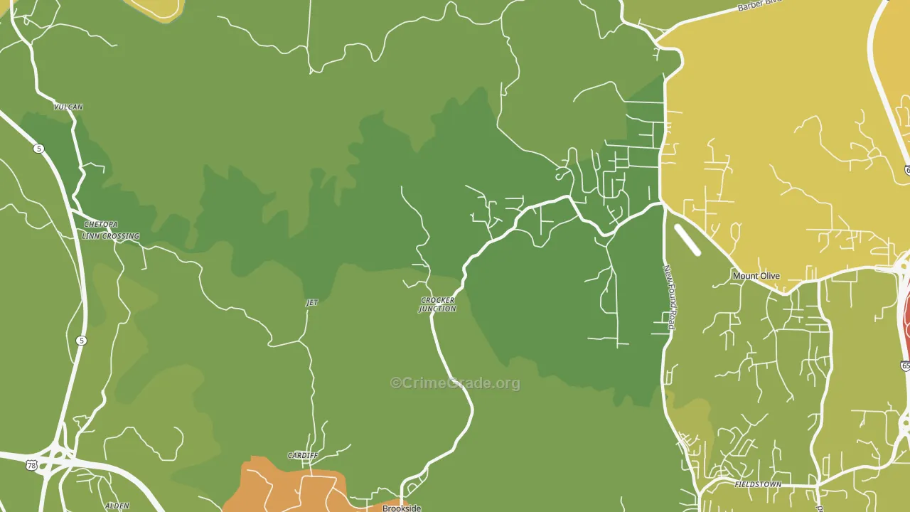Cardiff, AL Map of Drug-Related Crime Rates