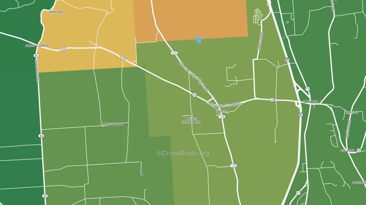 Cardiff, NY Map of Drug-Related Crime Rates
