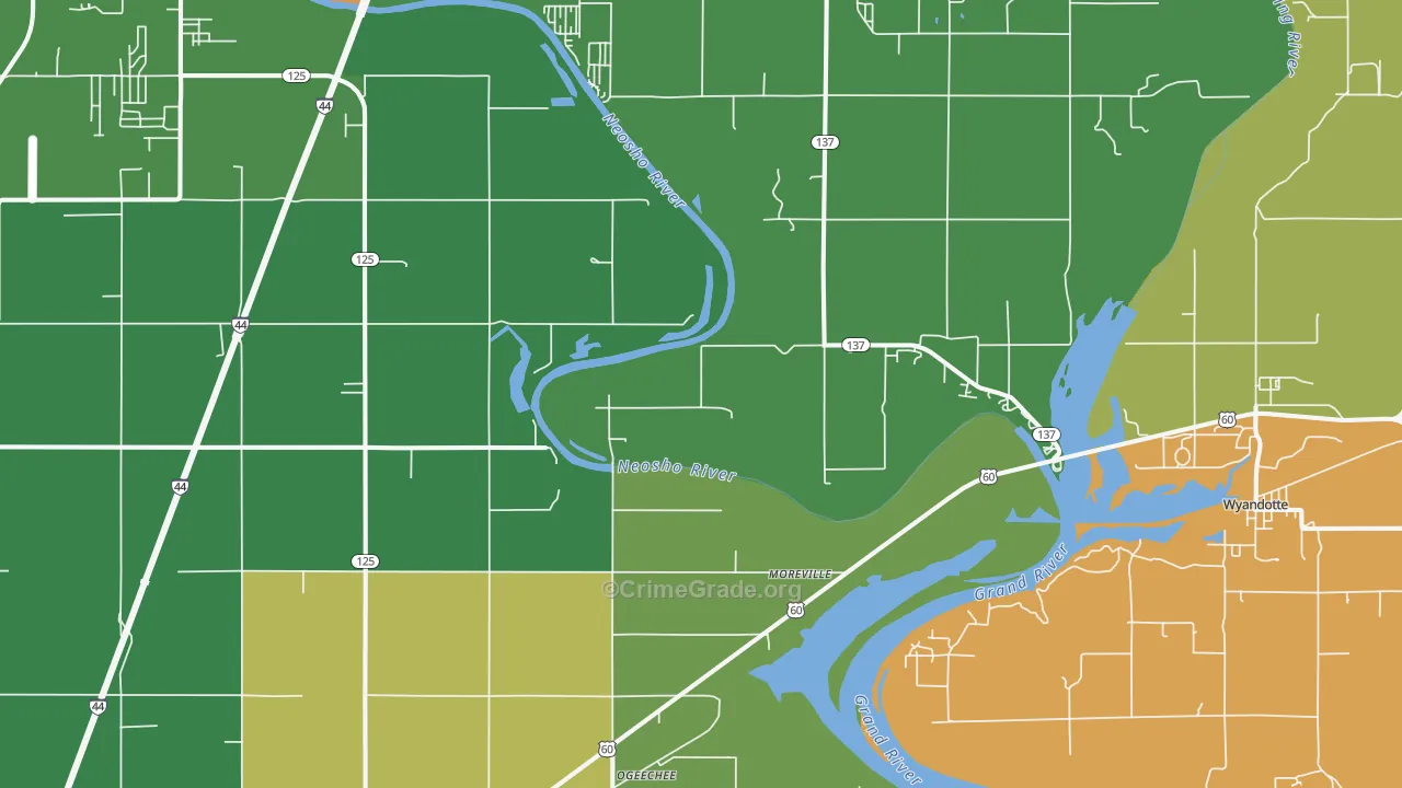 Cardin, OK Map of Drug-Related Crime Rates