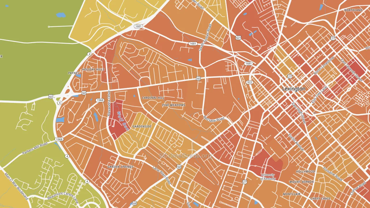 Cardinal Hill-Pine Meadow, Lexington, KY Map of Drug-Related Crime Rates