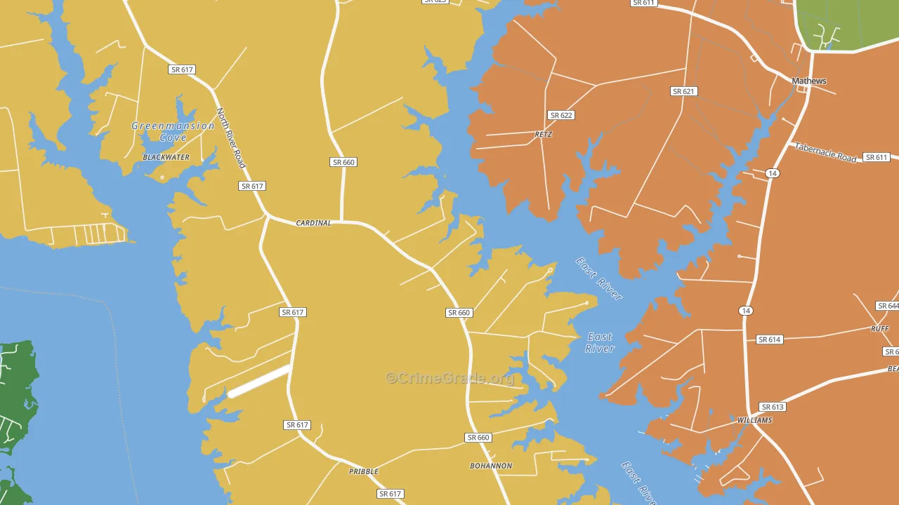 Cardinal, VA Map of Drug-Related Crime Rates