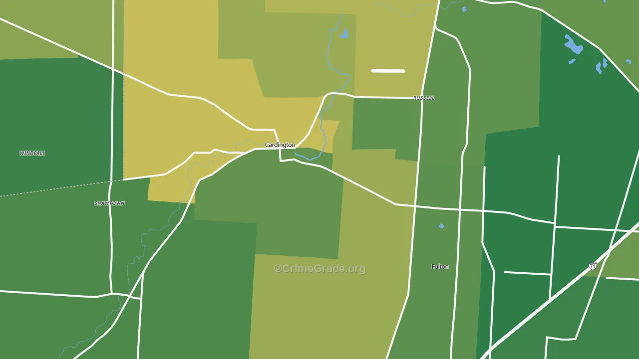 Cardington, OH Map of Drug-Related Crime Rates
