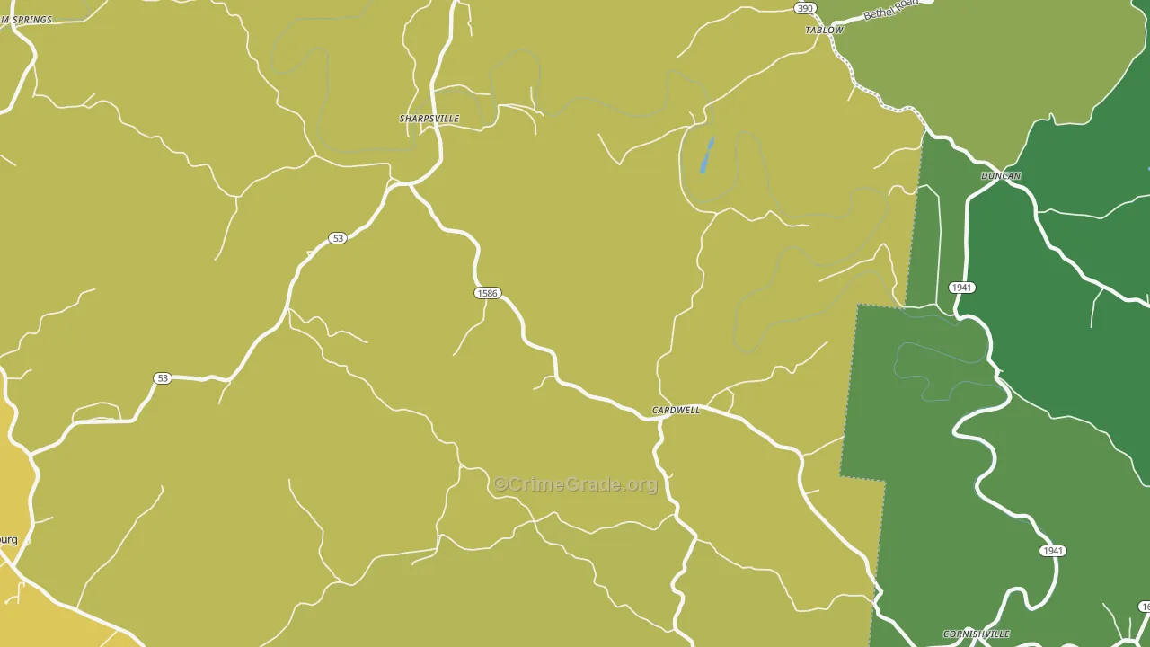Cardwell, KY Map of Drug-Related Crime Rates