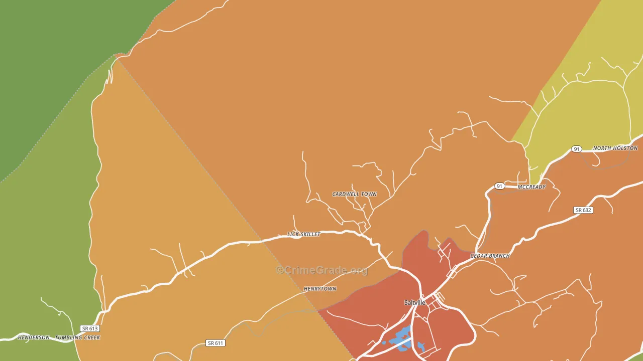 Cardwell Town, VA Map of Drug-Related Crime Rates