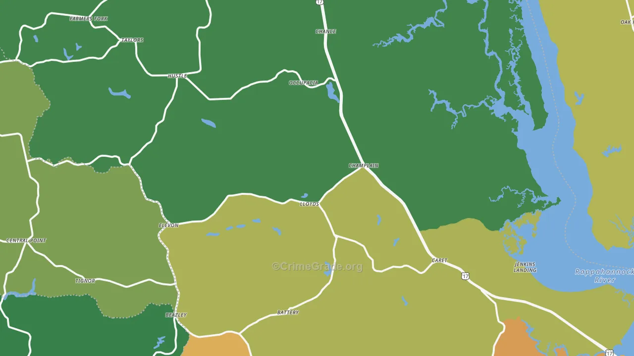 Caret, VA Map of Drug-Related Crime Rates