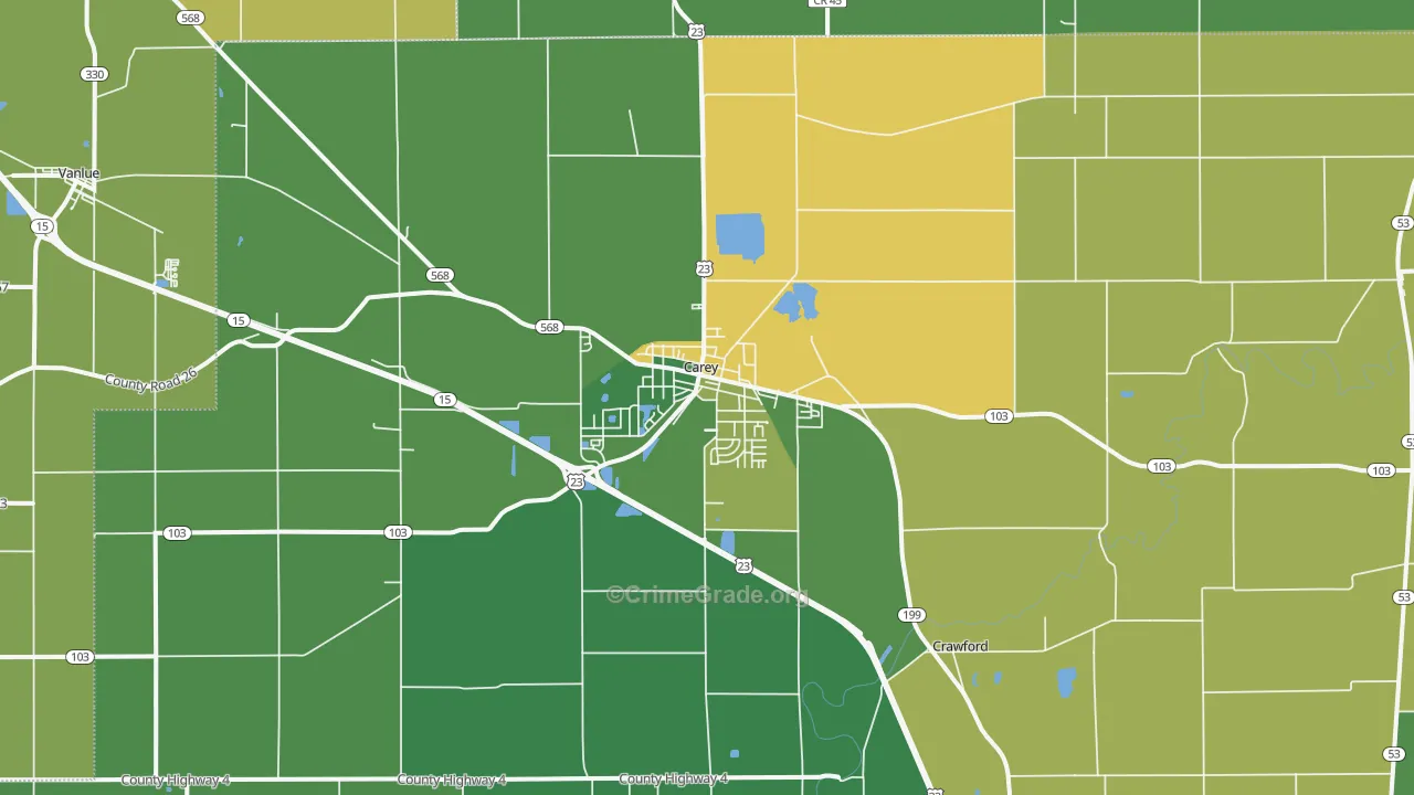 Carey, OH Map of Drug-Related Crime Rates