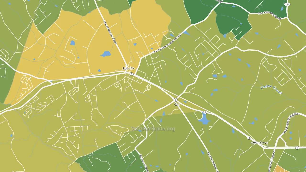 Carl, GA Map of Drug-Related Crime Rates