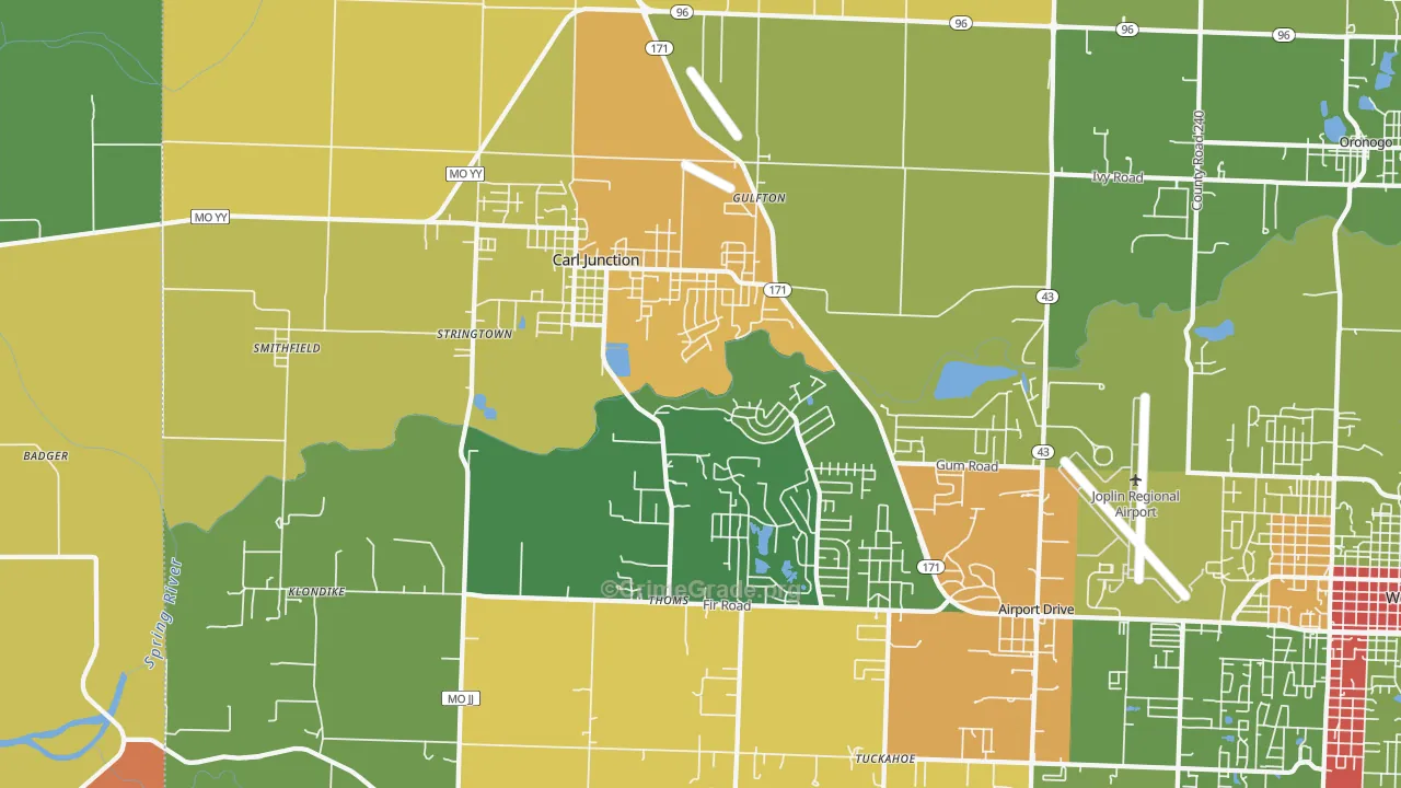 Carl Junction, MO Map of Drug-Related Crime Rates