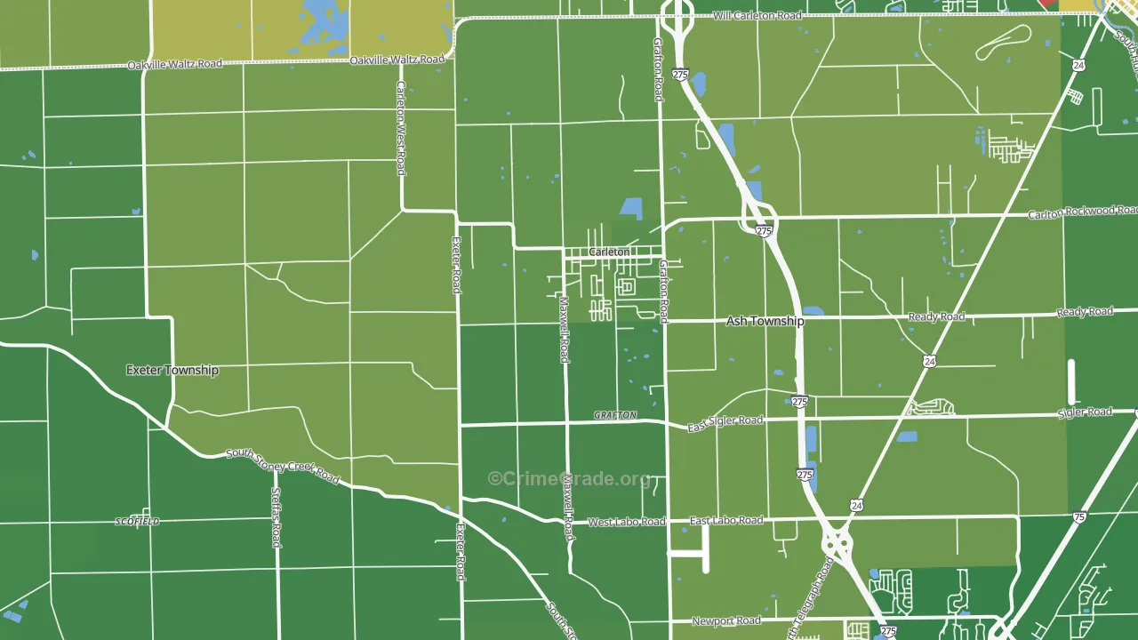 Carleton, MI Map of Drug-Related Crime Rates