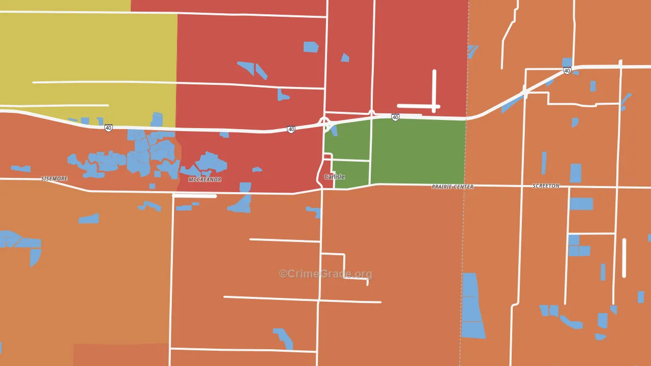 Carlisle, AR Map of Drug-Related Crime Rates