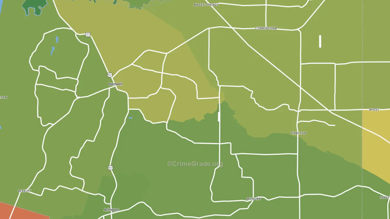 Carlisle County, KY Map of Drug-Related Crime Rates