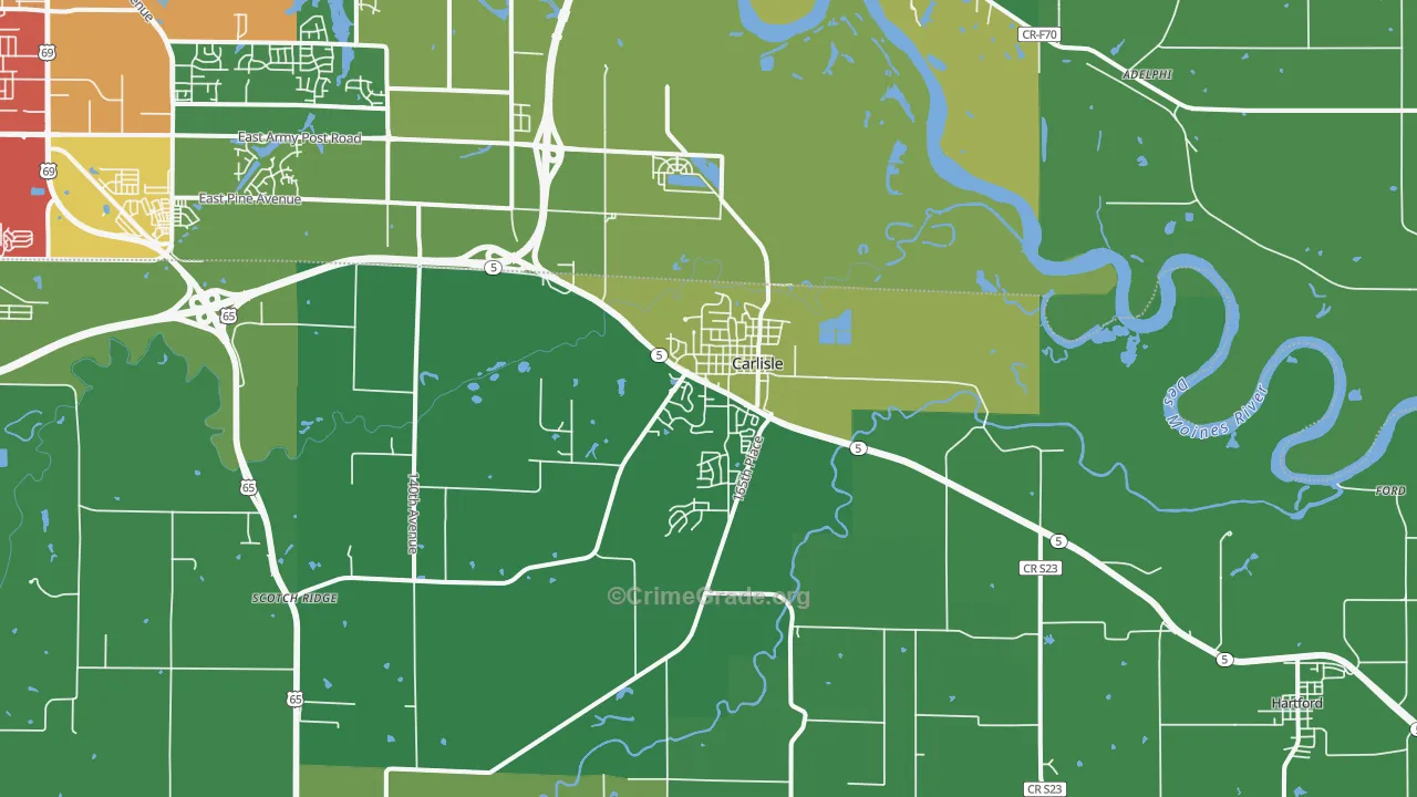 Carlisle, IA Map of Drug-Related Crime Rates