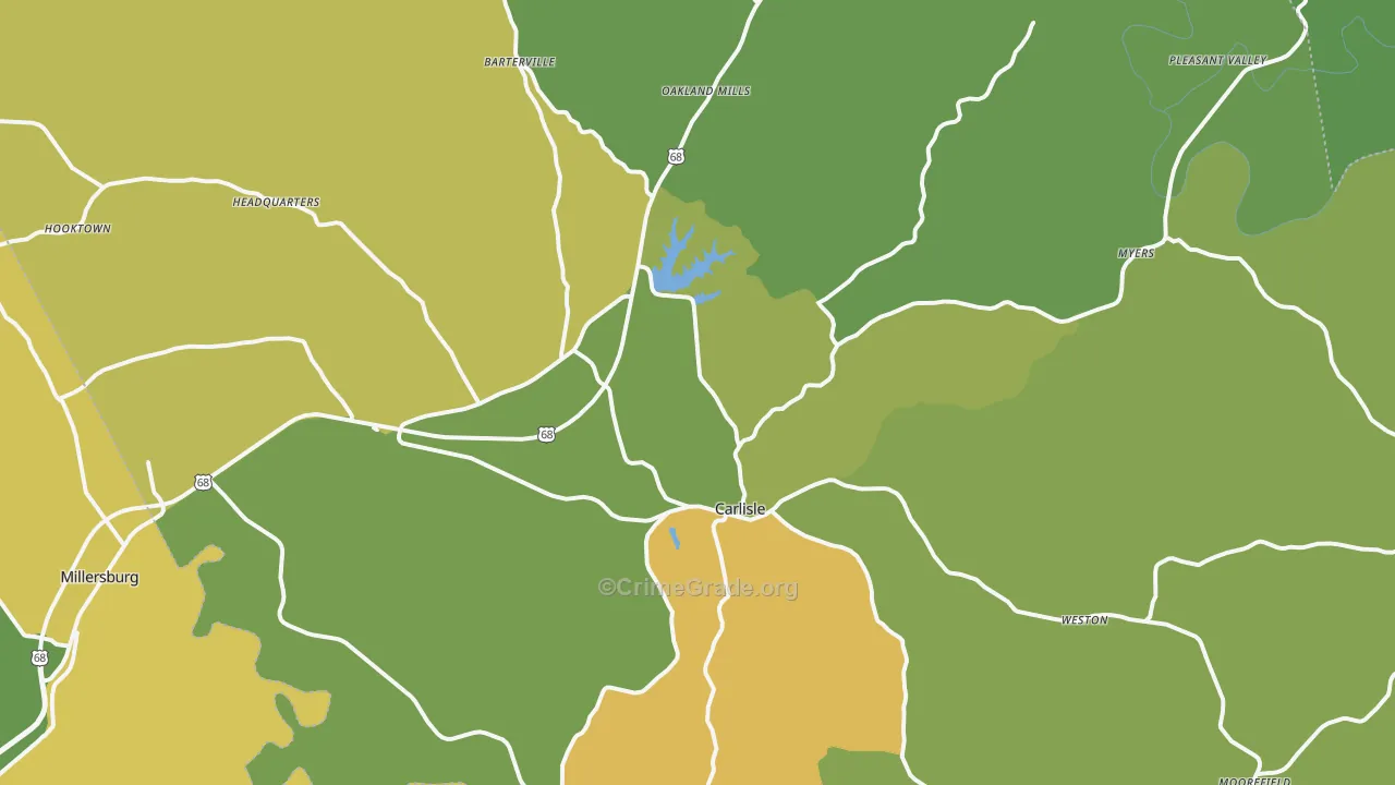 Carlisle, KY Map of Drug-Related Crime Rates