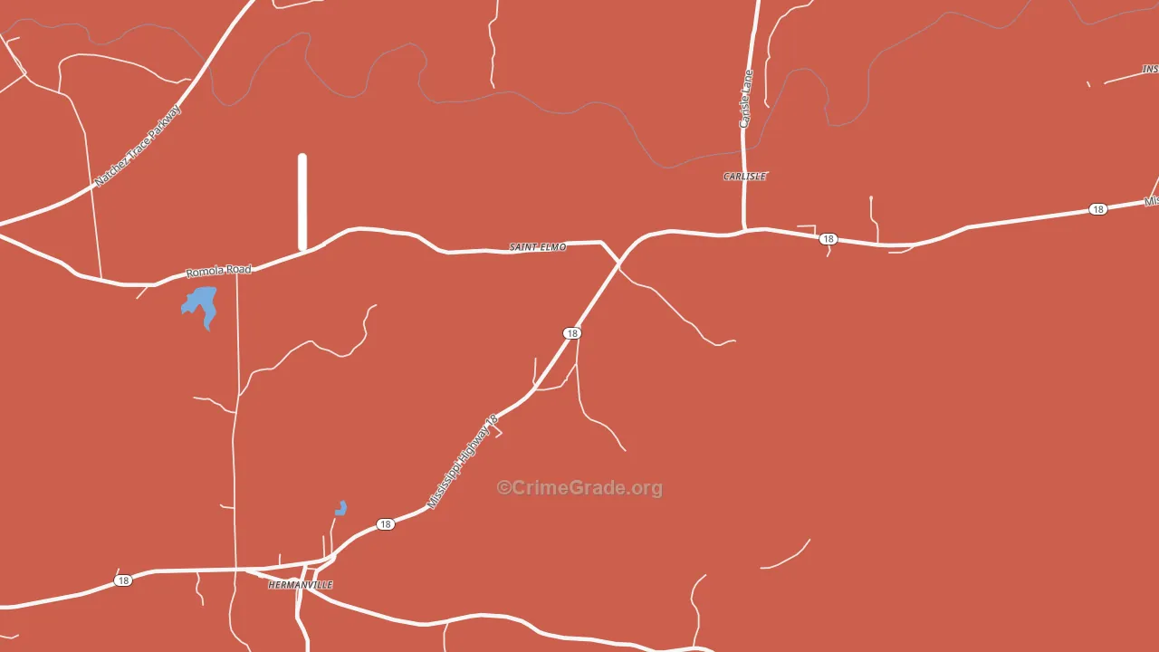 Carlisle, MS Map of Drug-Related Crime Rates