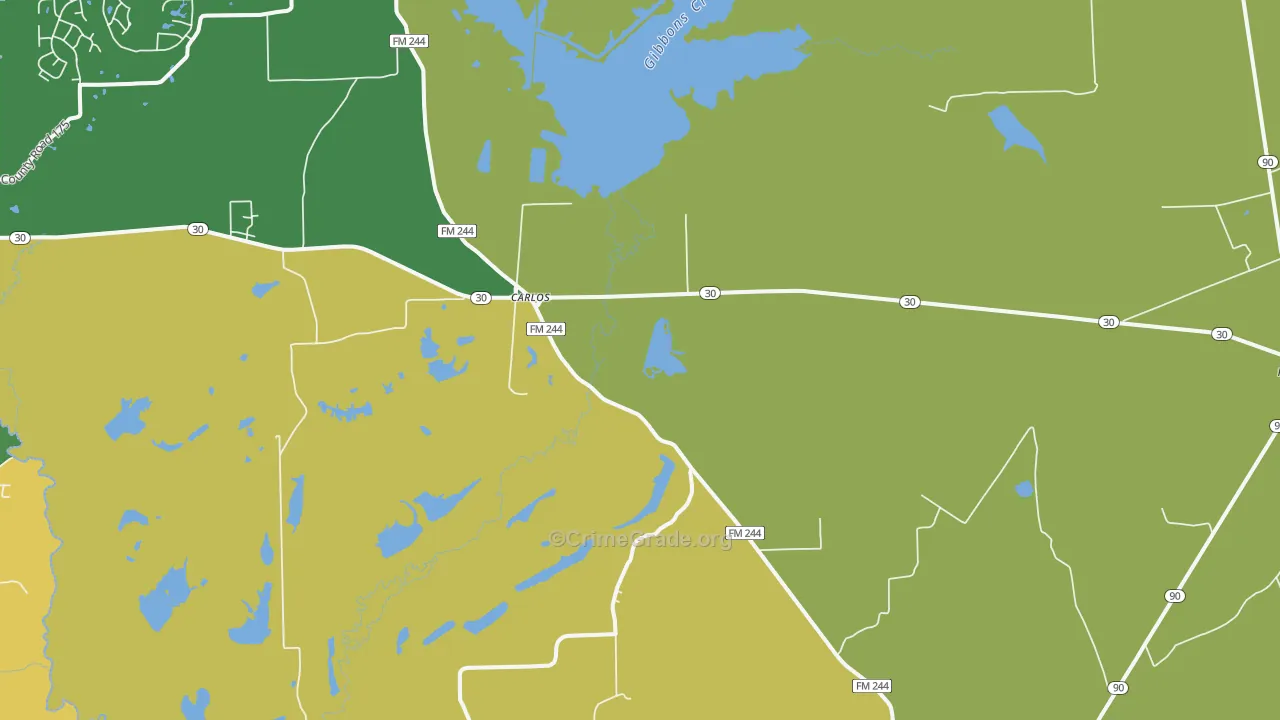 Carlos, TX Map of Drug-Related Crime Rates