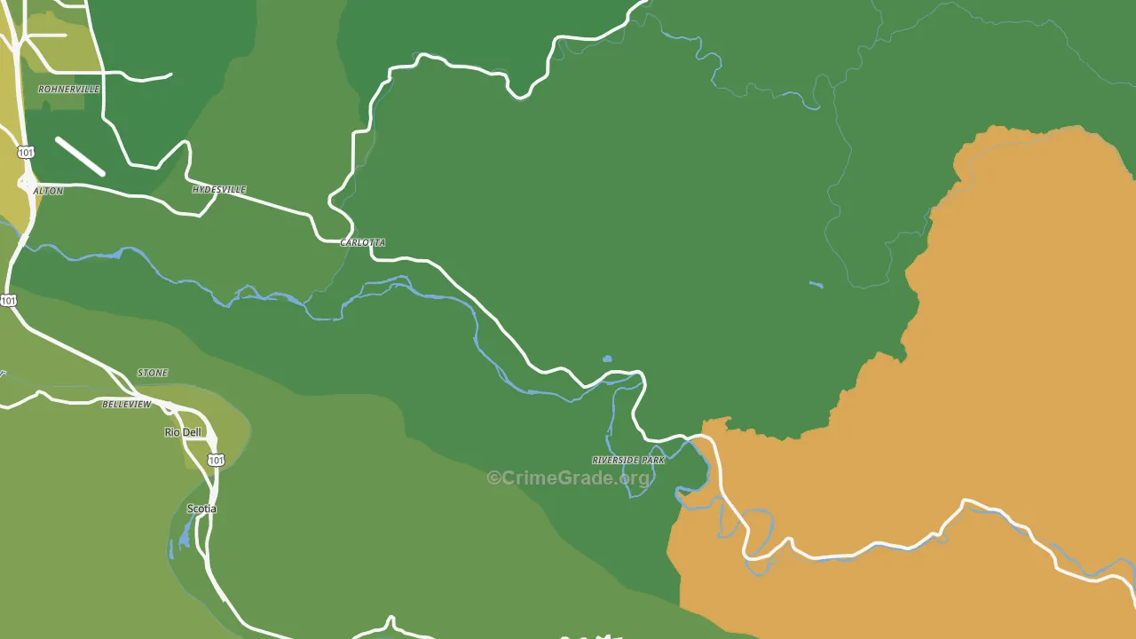 Carlotta, CA Map of Drug-Related Crime Rates