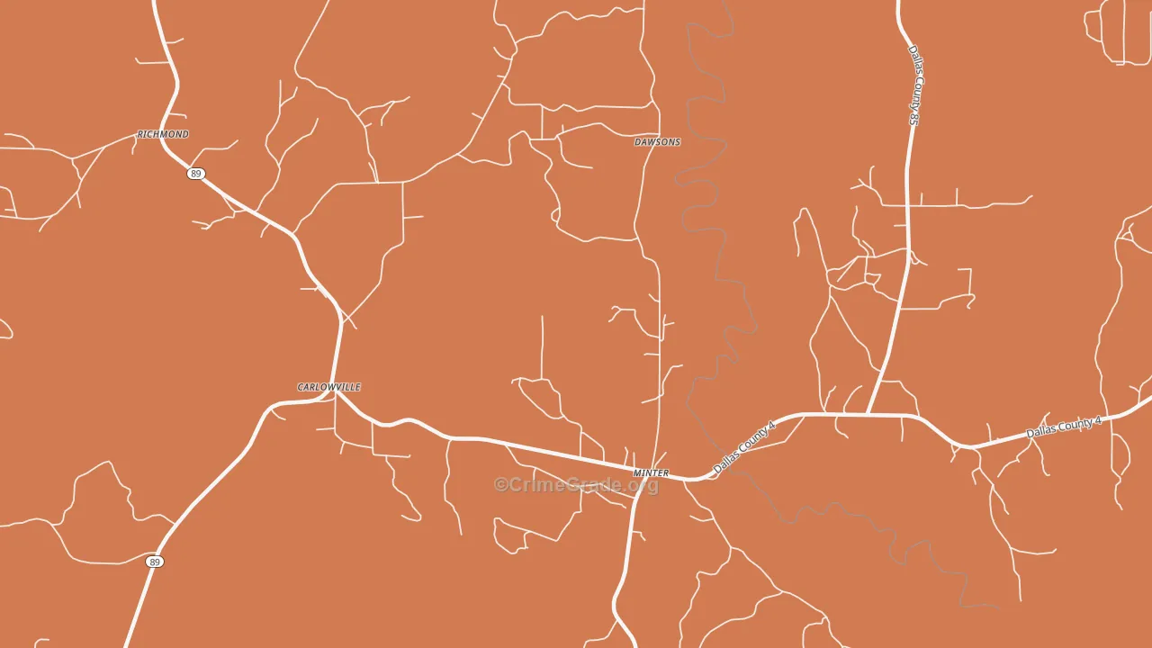 Carlowville, AL Map of Drug-Related Crime Rates