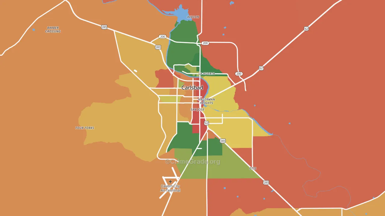 Carlsbad, NM Map of Drug-Related Crime Rates