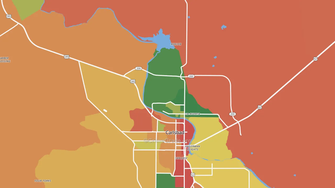 Carlsbad North, NM Map of Drug-Related Crime Rates