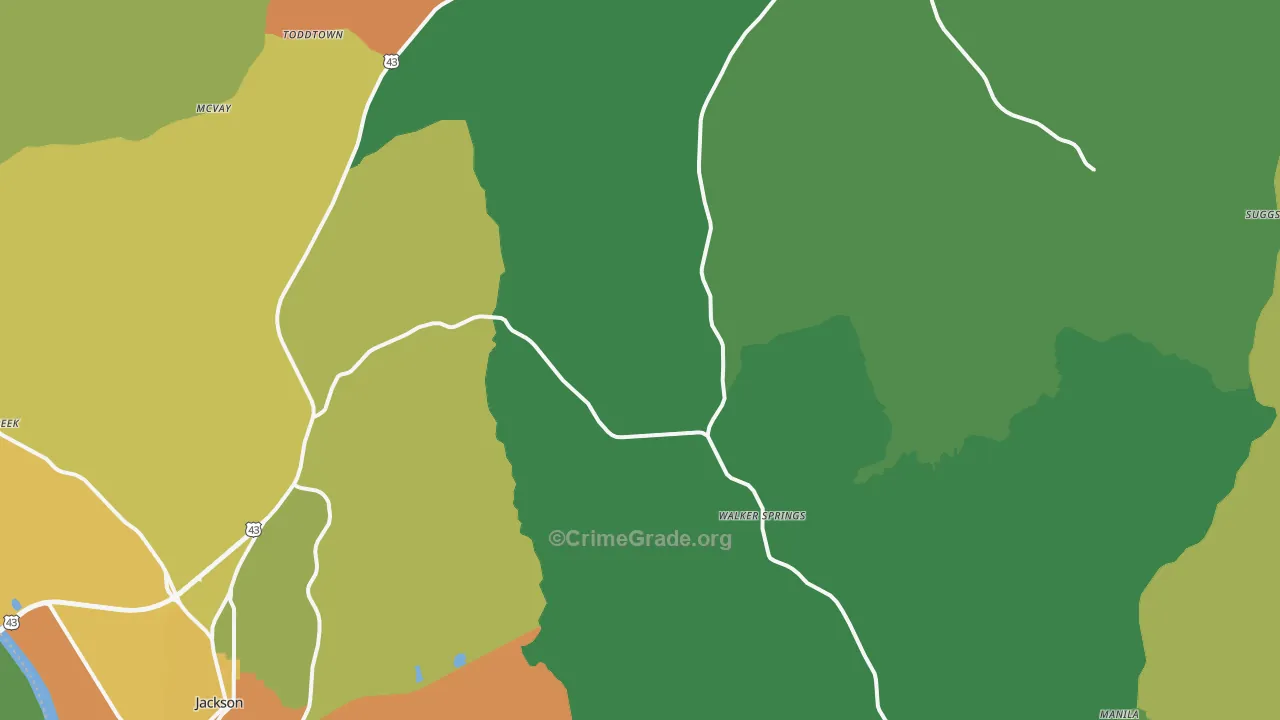 Carlton, AL Map of Drug-Related Crime Rates