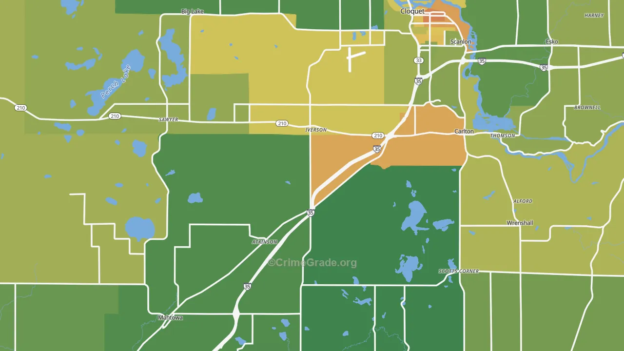 Carlton County, MN Map of Drug-Related Crime Rates