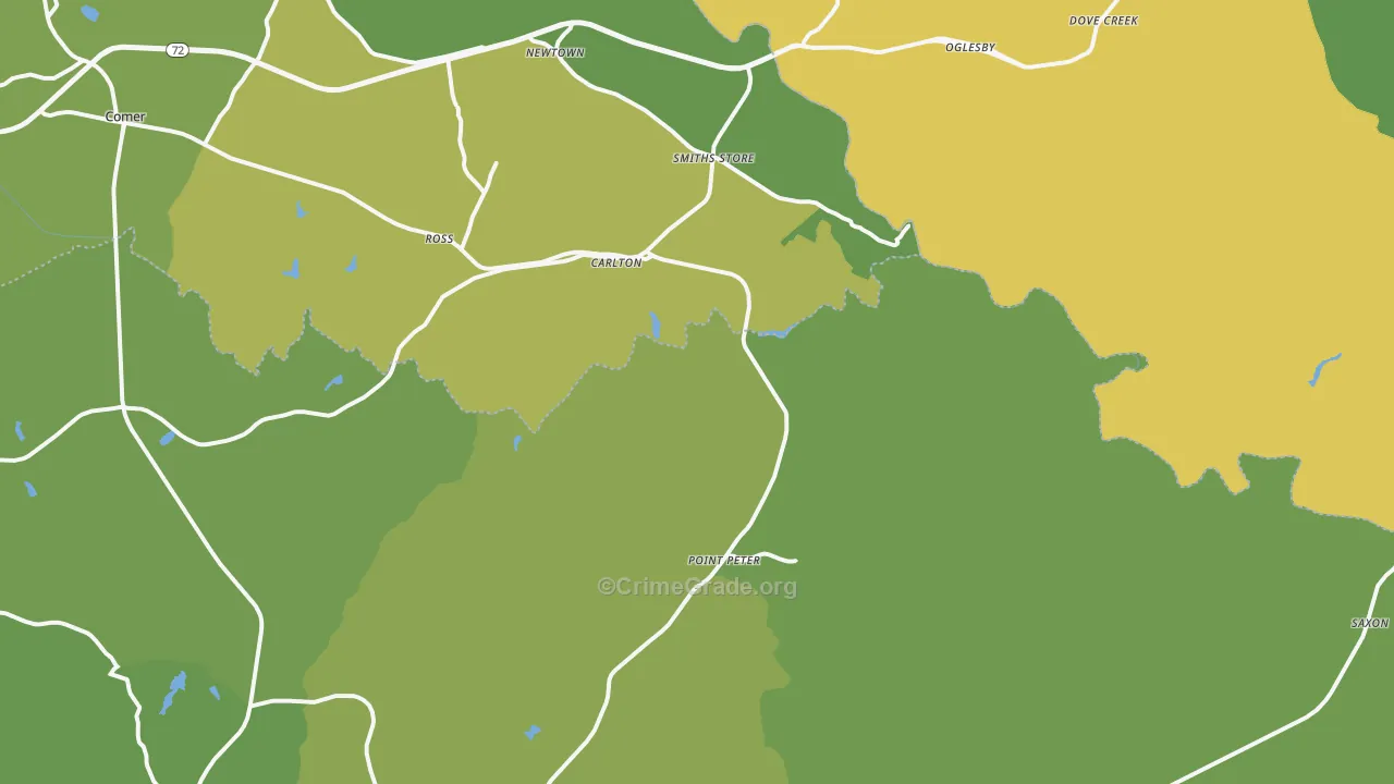 Carlton, GA Map of Drug-Related Crime Rates