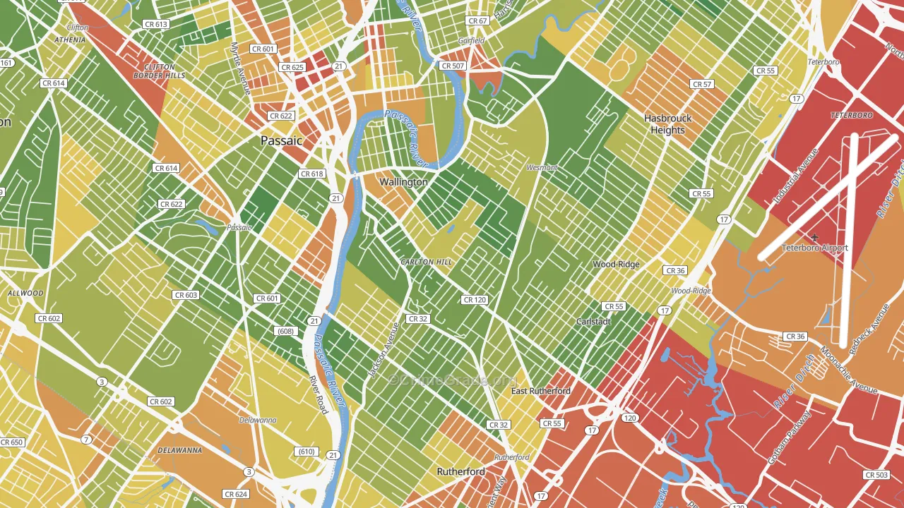 Carlton Hill, Wallington, NJ Map of Drug-Related Crime Rates