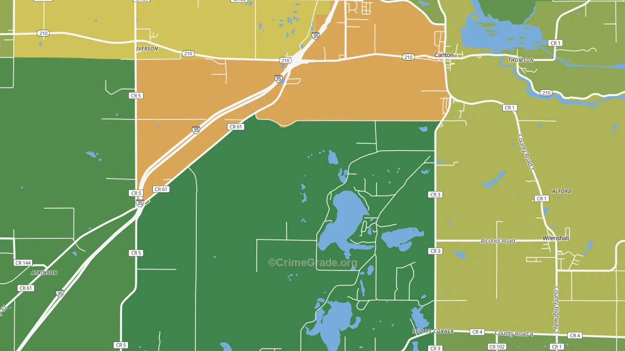 Carlton, MN Map of Drug-Related Crime Rates