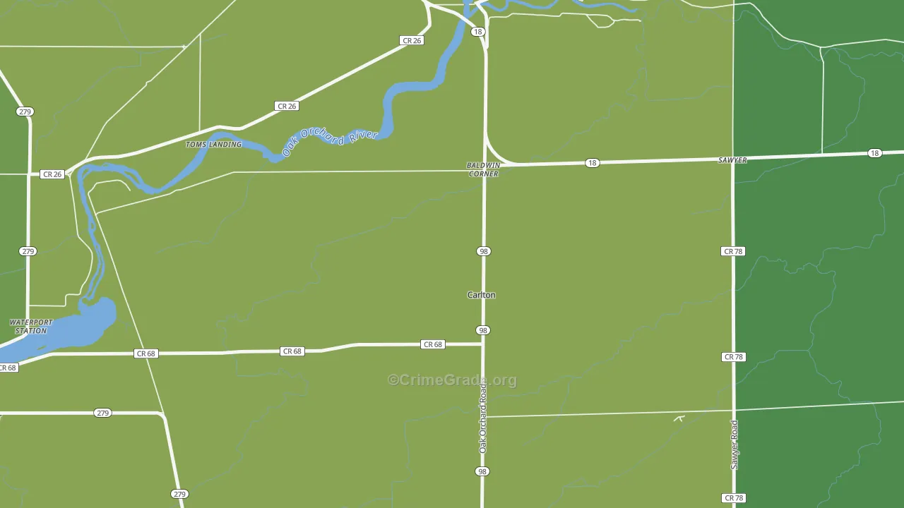 Carlton, NY Map of Drug-Related Crime Rates