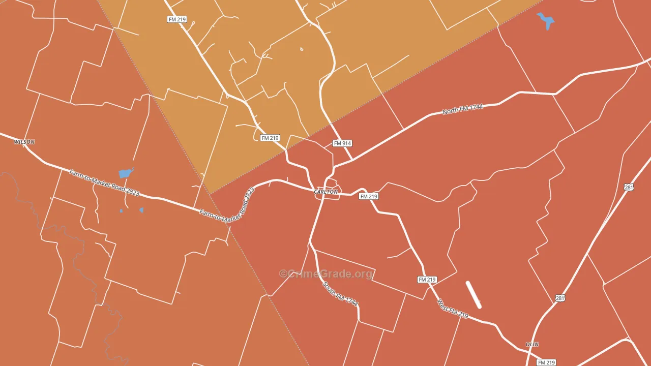 Carlton, TX Map of Drug-Related Crime Rates