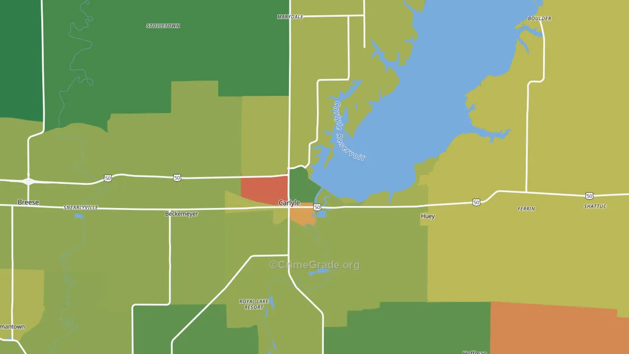 Carlyle, IL Map of Drug-Related Crime Rates