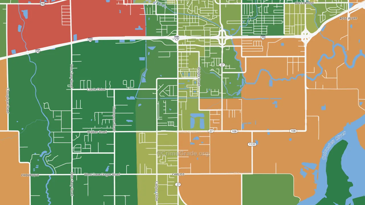 Carlyss, LA Map of Drug-Related Crime Rates