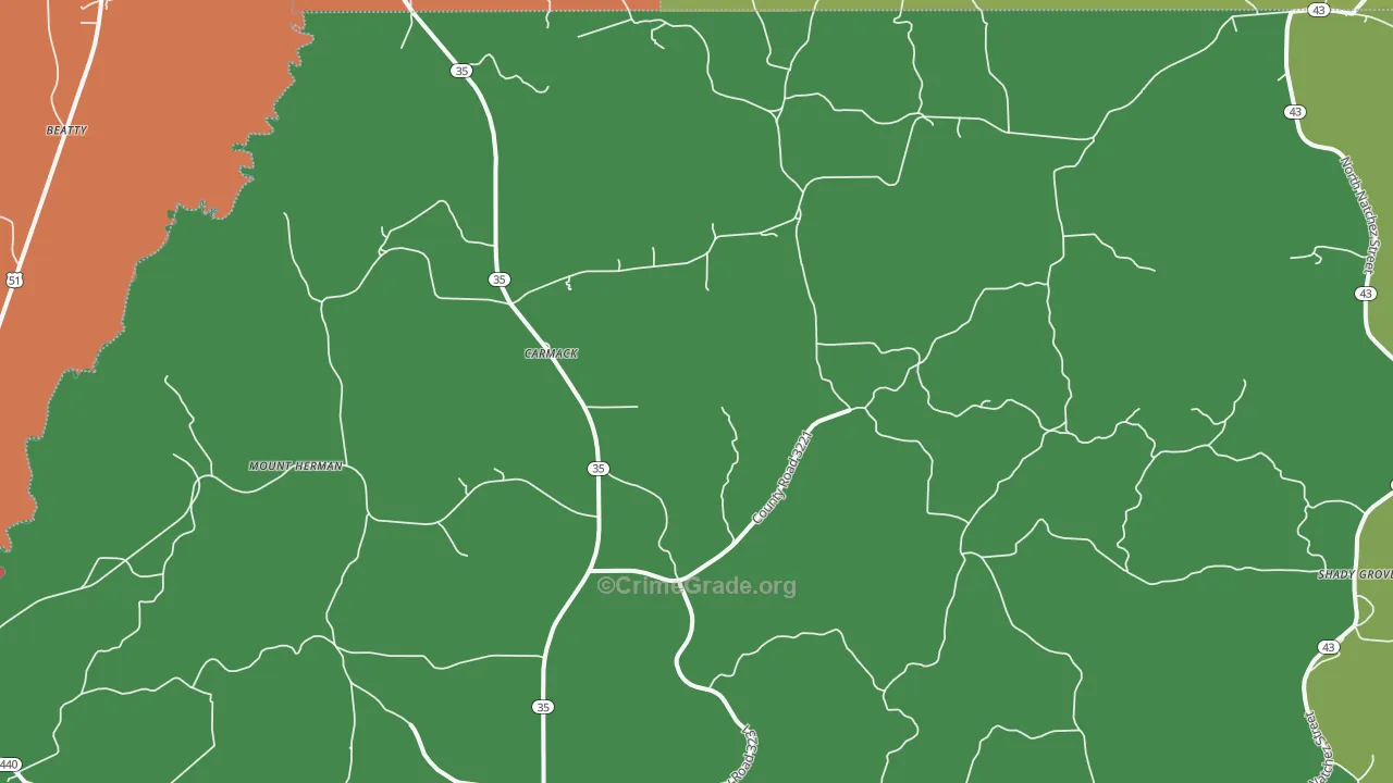 Carmack, MS Map of Drug-Related Crime Rates