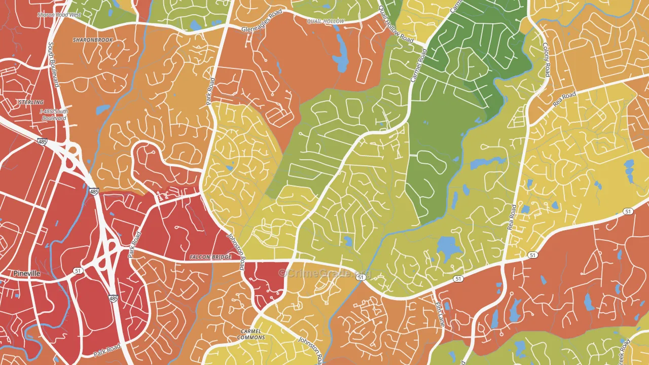 Carmel, Charlotte, NC Map of Drug-Related Crime Rates
