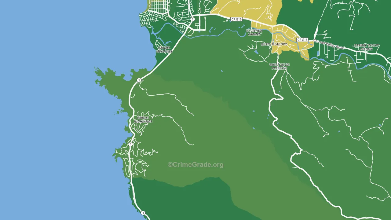 Carmel Highlands, CA Map of Drug-Related Crime Rates