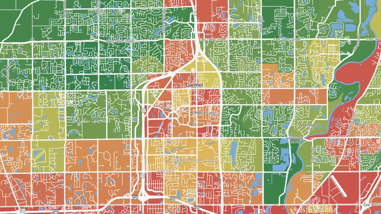 Carmel, IN Map of Drug-Related Crime Rates