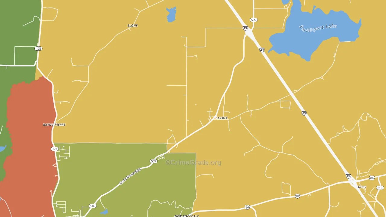 Carmel, LA Map of Drug-Related Crime Rates