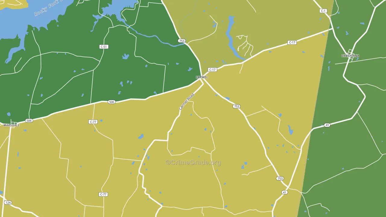 Carmel, OH Map of Drug-Related Crime Rates