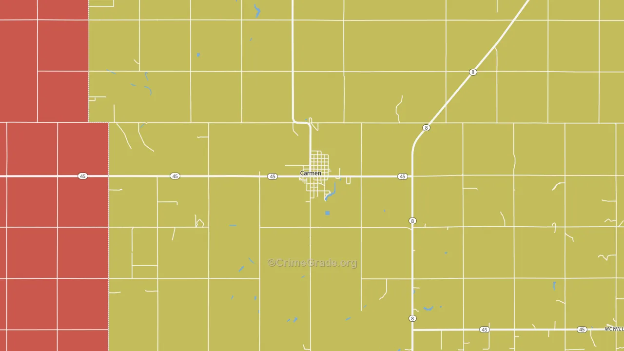 Carmen, OK Map of Drug-Related Crime Rates