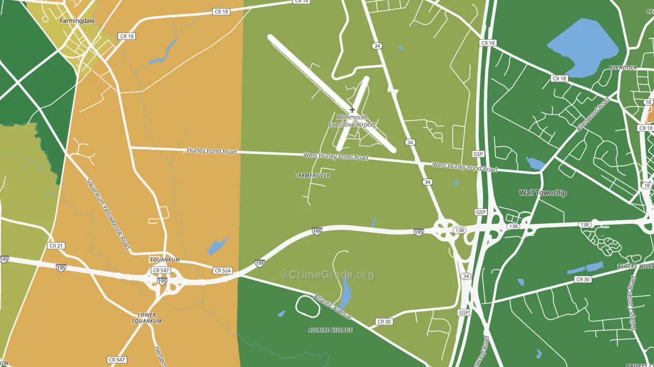 Carmerville, NJ Map of Drug-Related Crime Rates