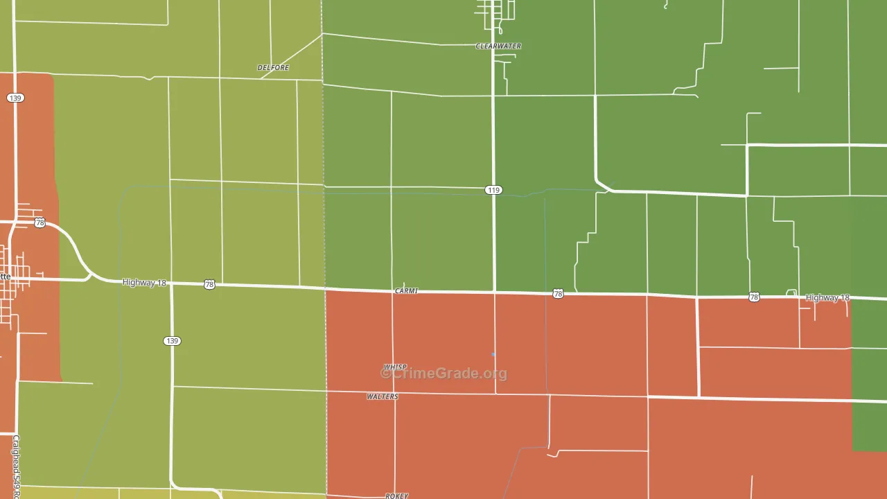 Carmi, AR Map of Drug-Related Crime Rates