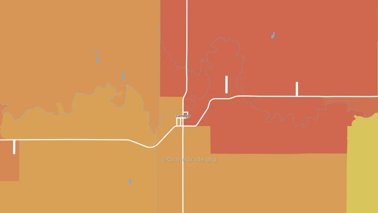 Carnegie, OK Map of Drug-Related Crime Rates