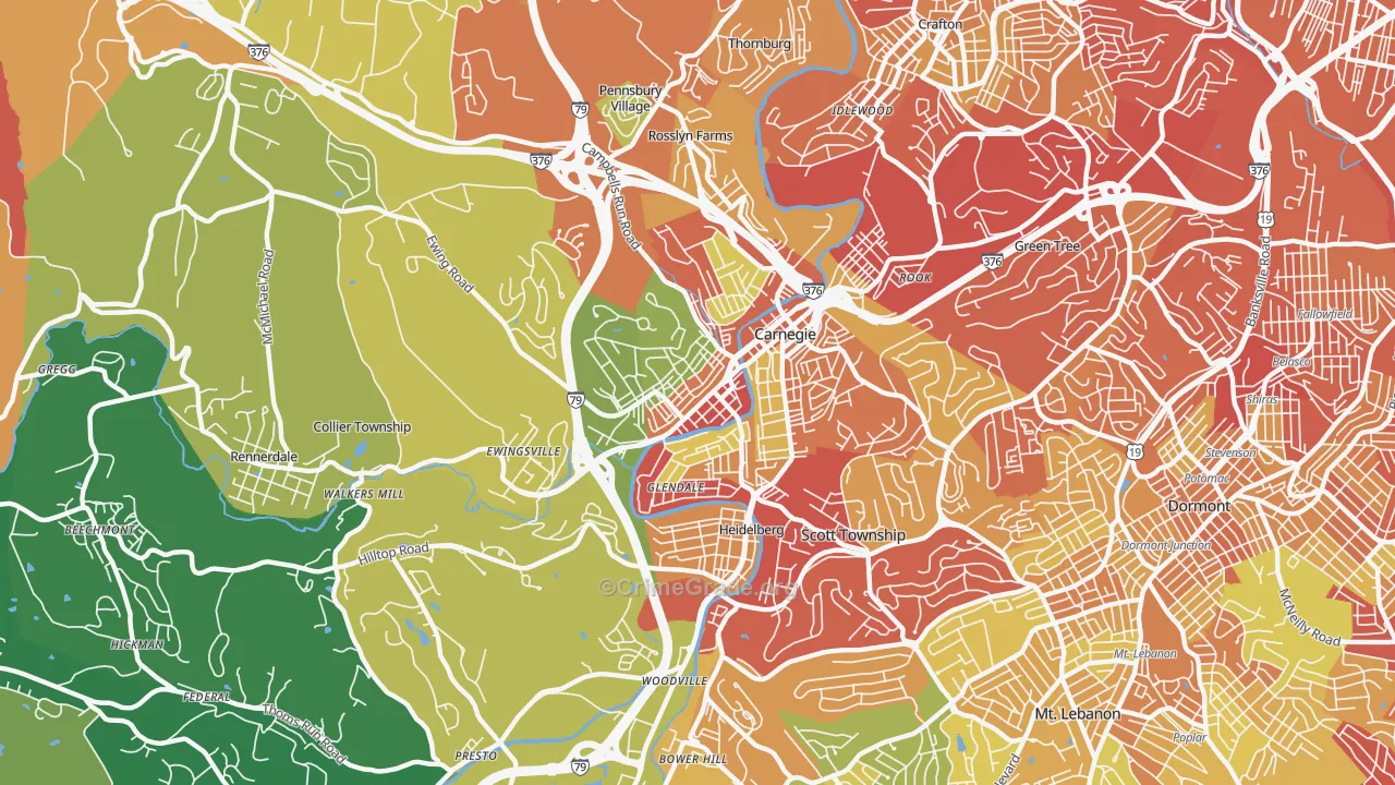 Carnegie, PA Map of Drug-Related Crime Rates