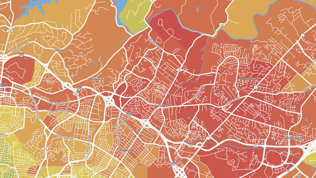 Carney, MD Map of Drug-Related Crime Rates