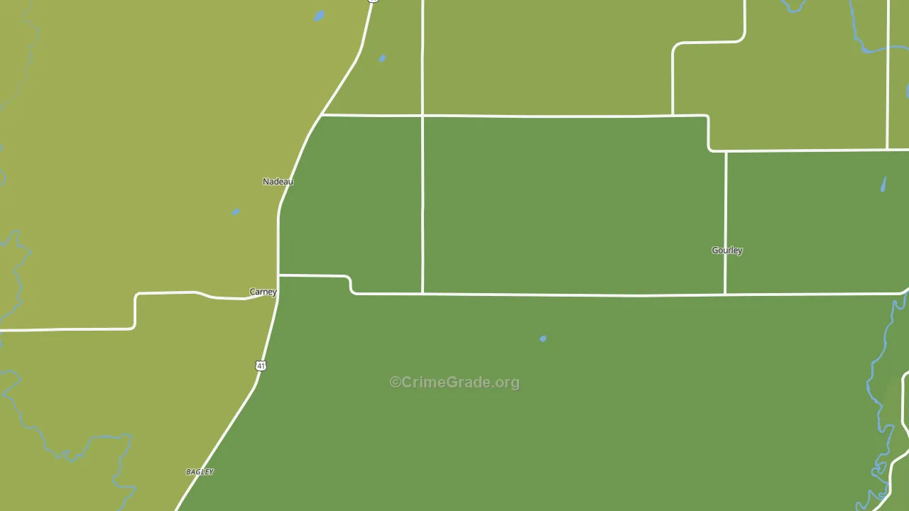 Carney, MI Map of Drug-Related Crime Rates