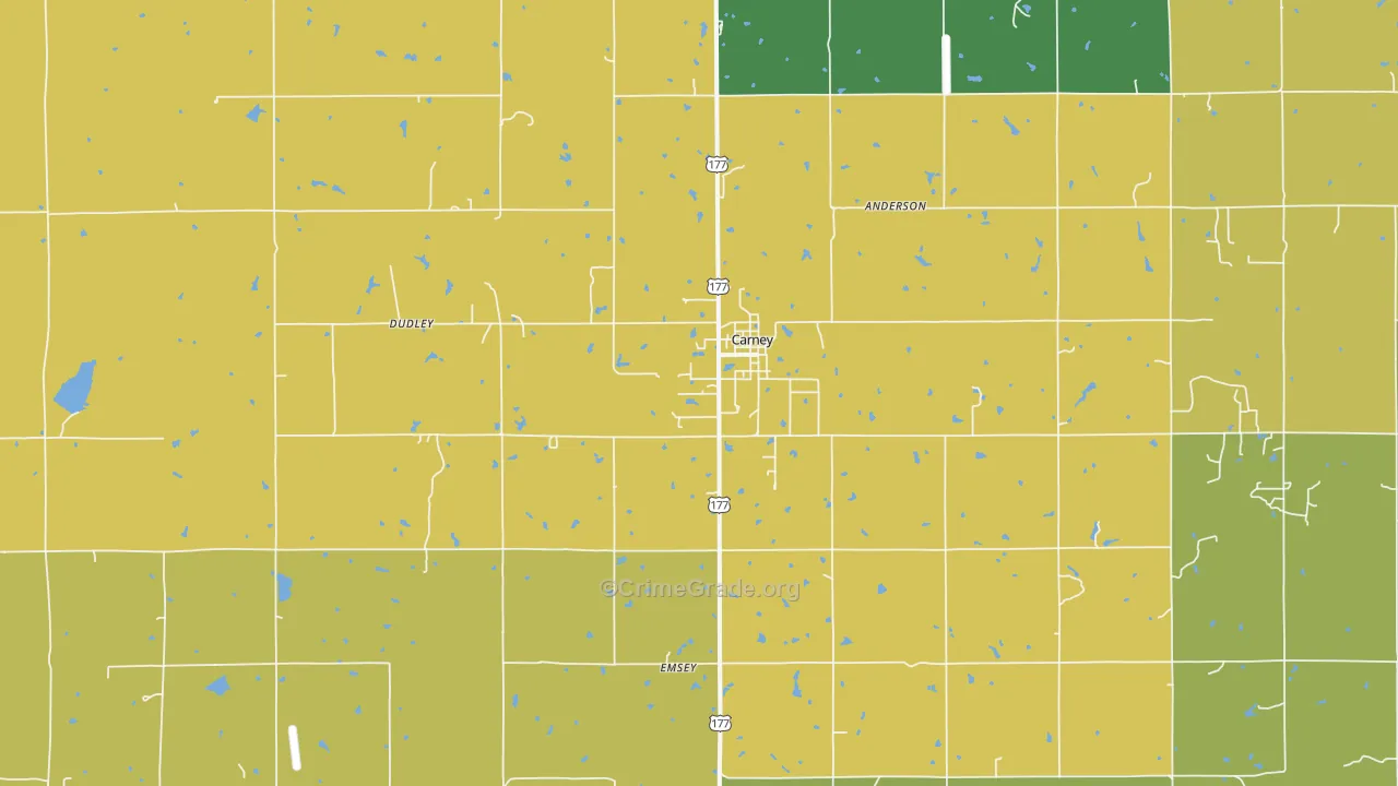 Carney, OK Map of Drug-Related Crime Rates