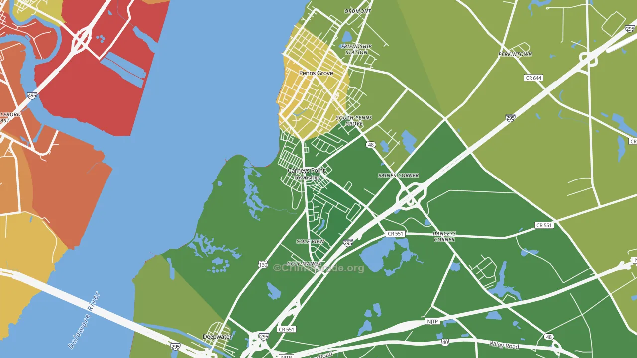 Carneys Point, NJ Map of Drug-Related Crime Rates