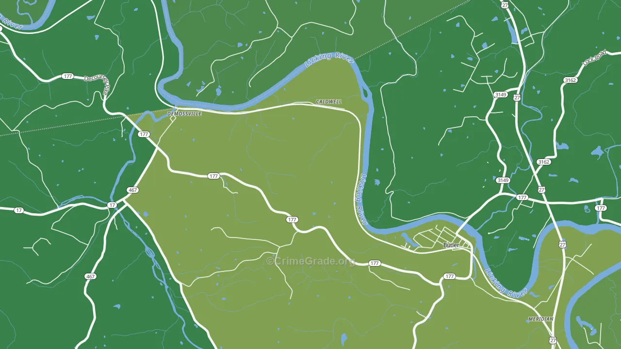Carntown, KY Map of Drug-Related Crime Rates