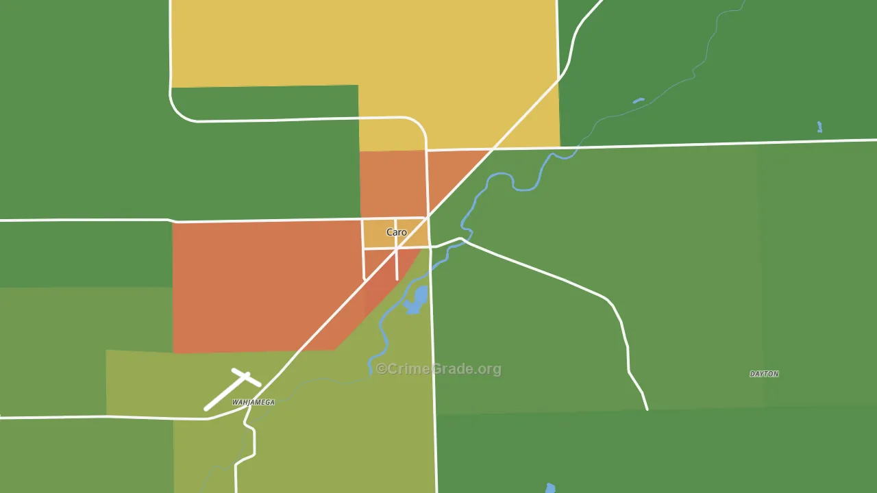 Caro, MI Map of Drug-Related Crime Rates